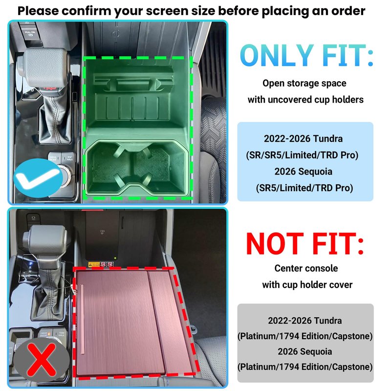 Sinminou Center Console Organizer Compatible with 2022-2026 Toyota Tundra (SR/SR5/Limited/TRD Pro), 2026 Toyota Sequoia (SR5/Limited/TRD Pro) Accessories, Compartment Storage Box Tray