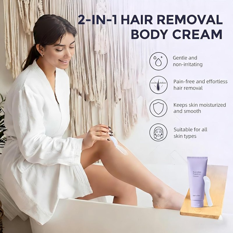 Hair Removal Cream for Women - Plant-Based Sensitive Skin Formula | Fast-Acting Depilatory Cream for Legs, Arms, Bikini & More - 3.38 Fl Oz