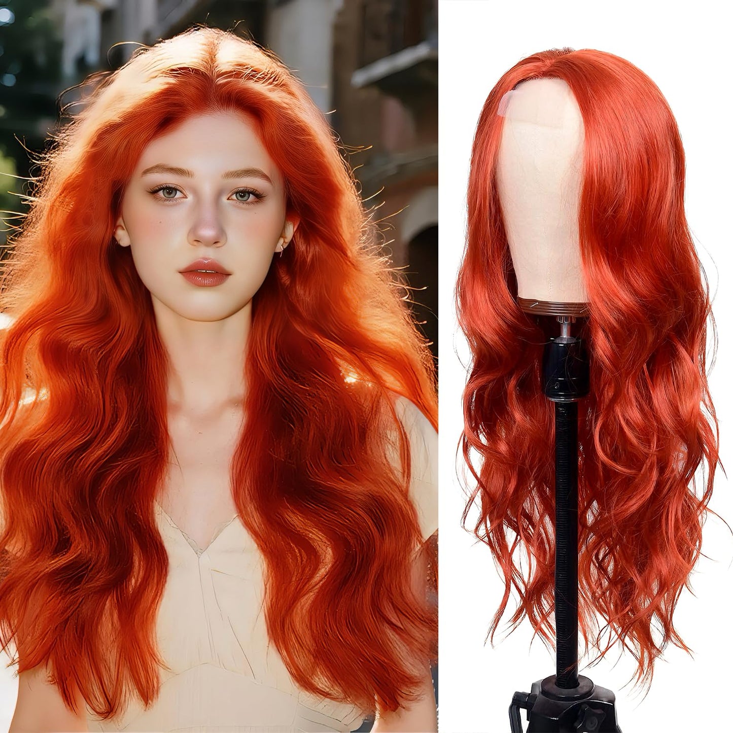 Ombre White Wig - 26 Inch Long Wavy Synthetic Hair for Daily Wear | Cosplay & Halloween