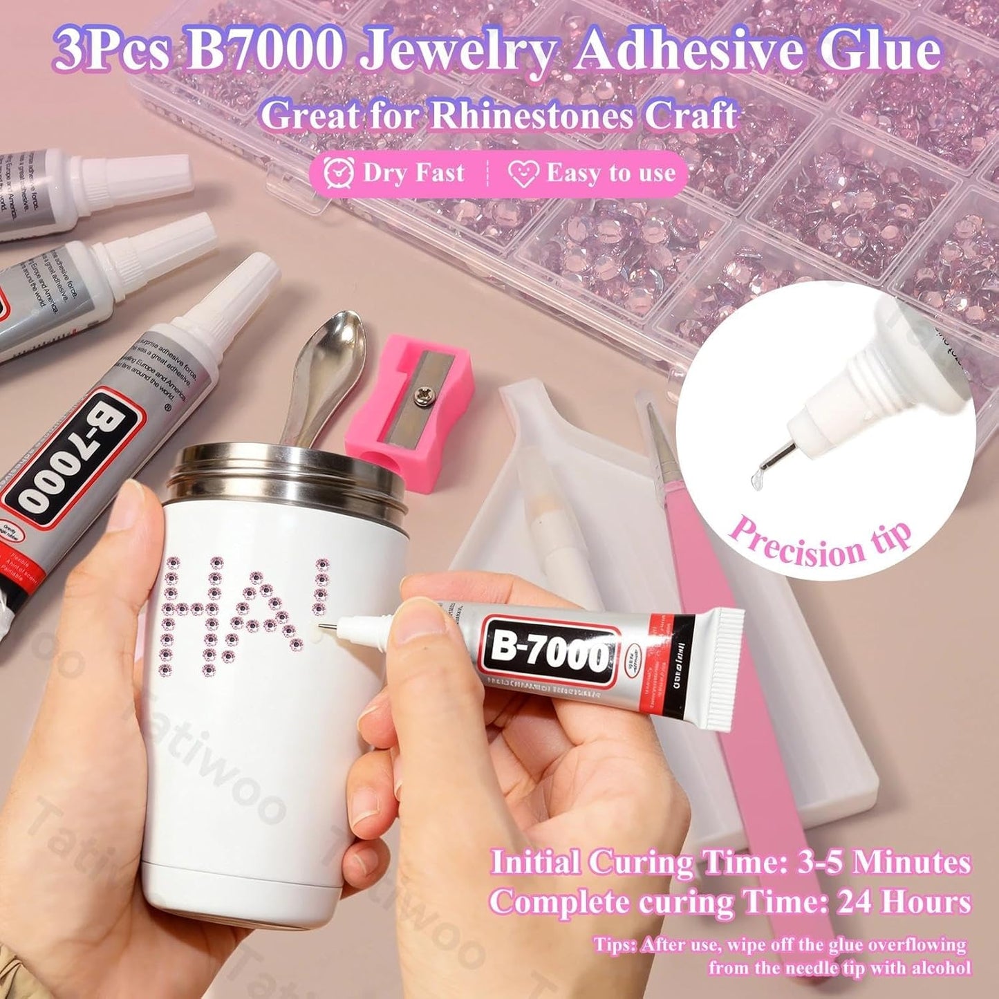 Light Pink Flatback Jelly Resin Rhinestones - 20000 Pcs Mix Sizes 2-6mm for Crafting & DIY Makeup Tumblers