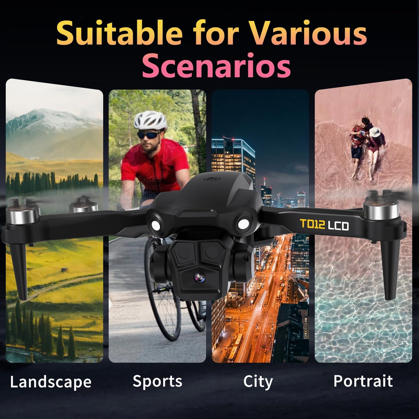 Drone with Camera LCD Screen RC FPV Drone with Brushless Motor Professional Live Video UHD, Drones for Adults Foldable Mini Quadcopter for Beginners, 360° Flips Support 32G SD Card MAX Under 250G Gifts