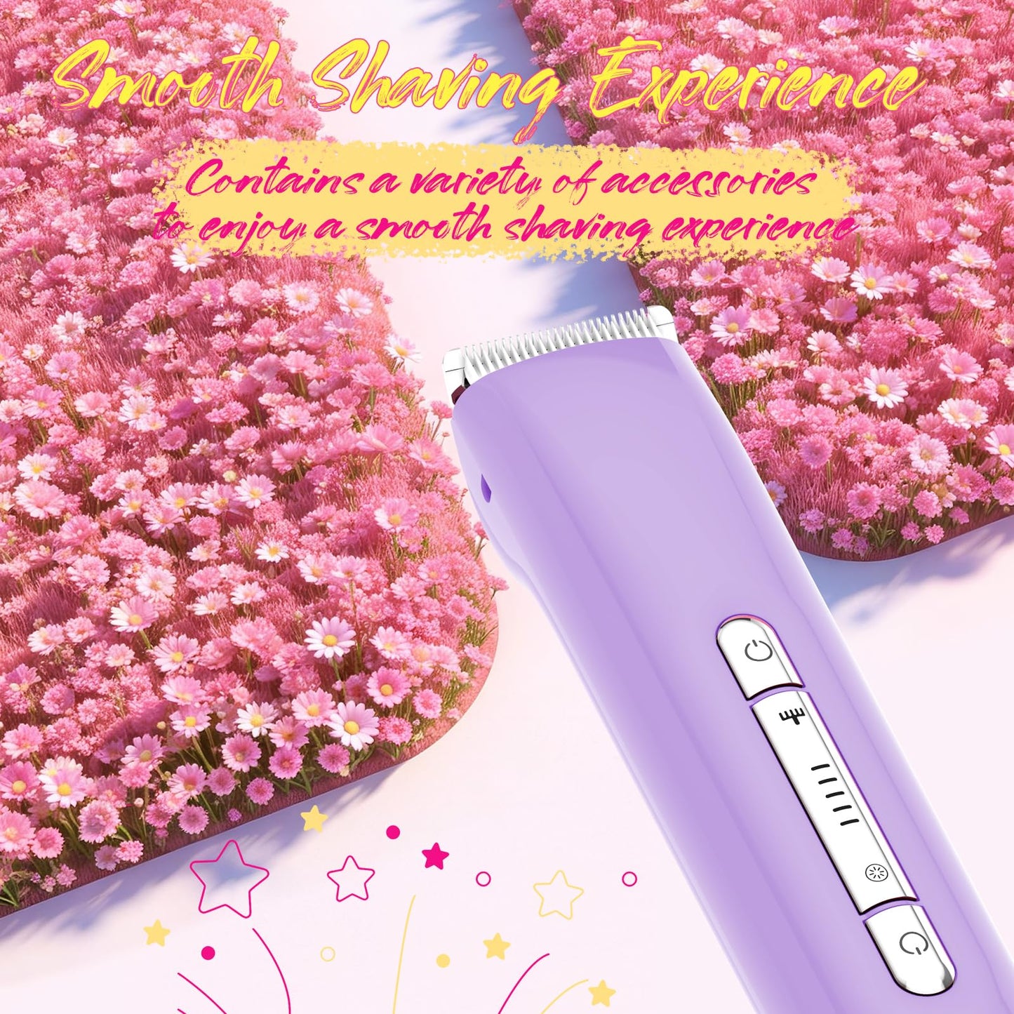 2 in 1 Personal Shaver for Women Pubic Hair Bikini Trimmer for Ladies Electric Razor, Waterproof Wet & Dry Rechargeable Facial & Body Hair Remover for Underarm, Leg, Arm, Face