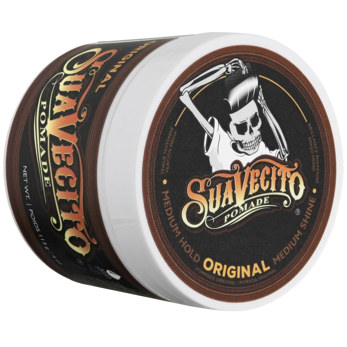 Suavecito Pomade Original Hold - Medium Shine Water-Based Hair Gel | 4 oz, Flake-Free, Easy to Wash Out