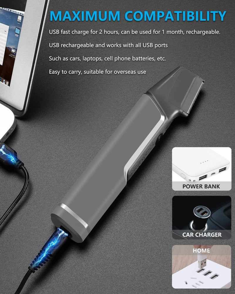 Mens Body Hair Trimmer Hair Cutting Tools Neck, Back, Facial, Beard Hair Trimmer As Seen on Tv Self Haircut Shavers for Men Long Handle Hair Cutting Comb