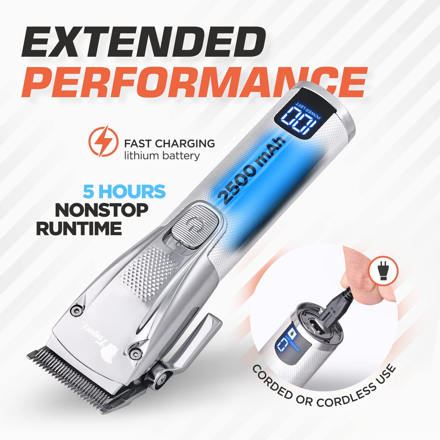 Fagaci Hair Clippers for Men Professional with Precise Cutting, Turbo Power Professional Barber Clippers Cordless, Powerful Motor Fade Mens Hair Clipper Set, Precision Blades Haircut Machine Kit