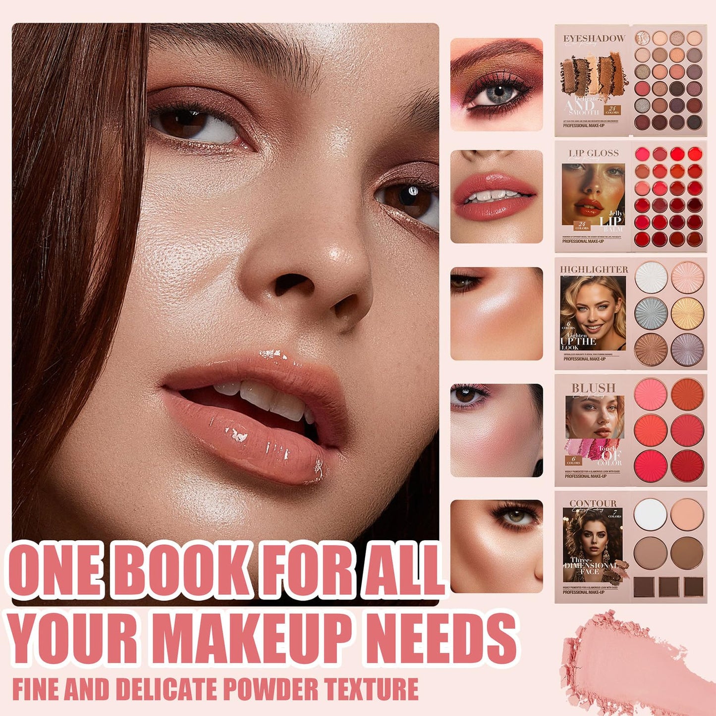 RoseFlower Make Up Set, Makeup Book Palette with 24 Colors Eyeshadow Palette Blush Highlighter Contour, Makeup Palettes Travel Makeup, Makeup Gift for Women/Girl/Teen