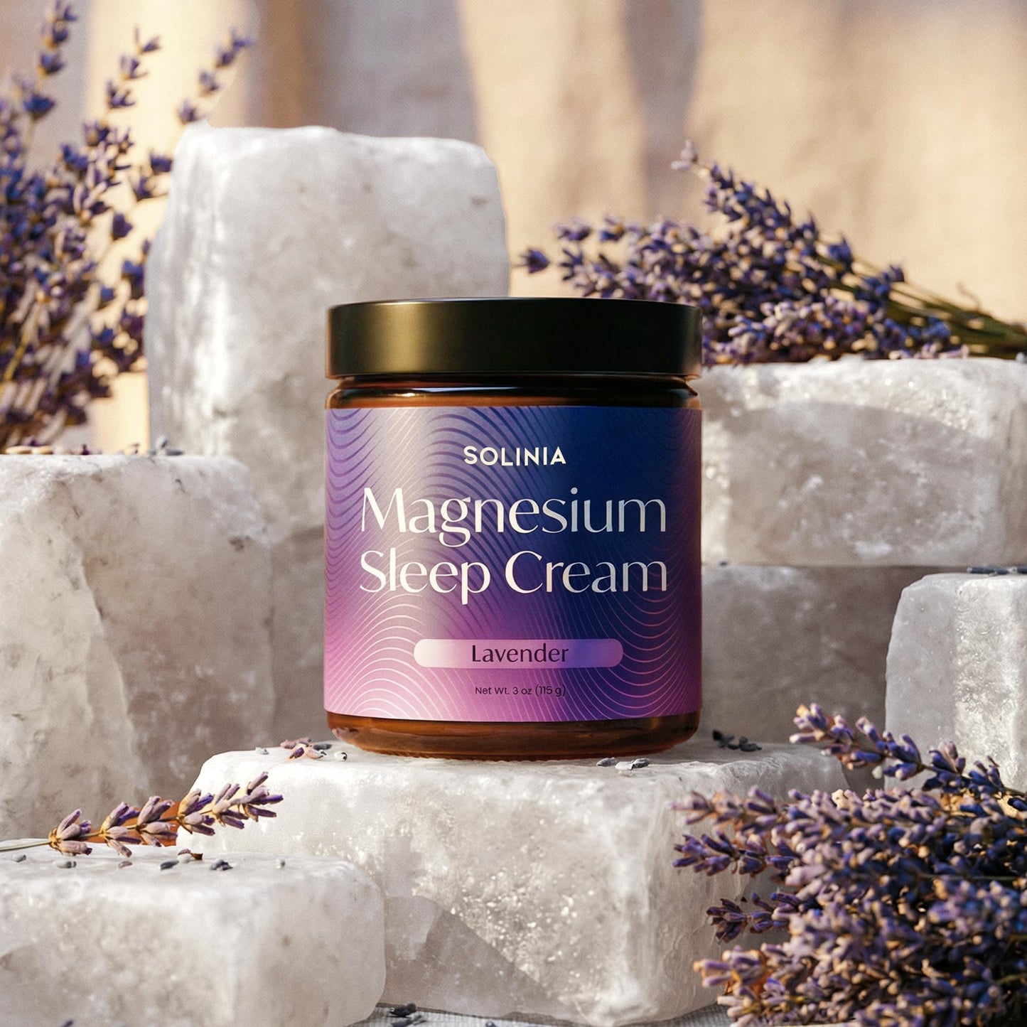 Solinia Magnesium Sleep Cream, USA-Made Topical Magnesium Lotion for Sleep, Lavender Lotion for Feet, Nighttime Mag Oil Body Butter, Foot Cream, Relaxing Rub for Muscles, 4oz