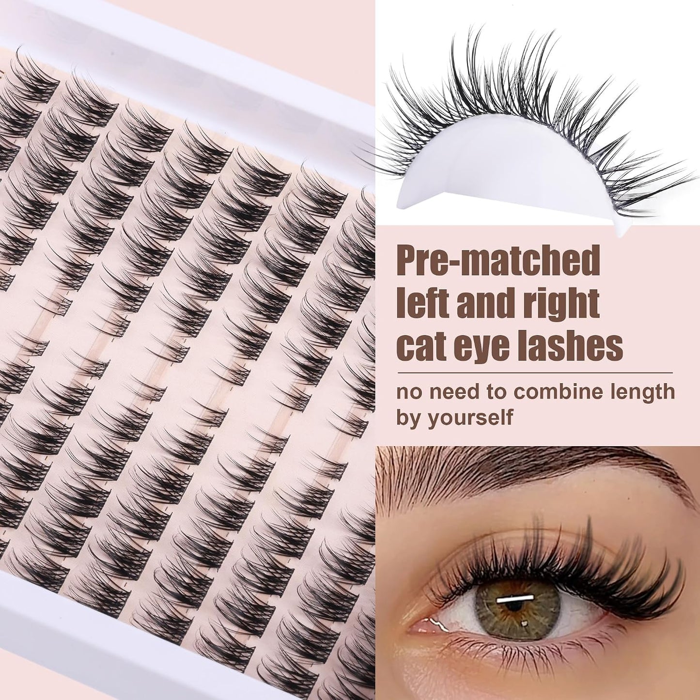 Wispy Lash Clusters - Natural 3D Eyelash Extensions for DIY Home Use | 7-15mm CD Curve