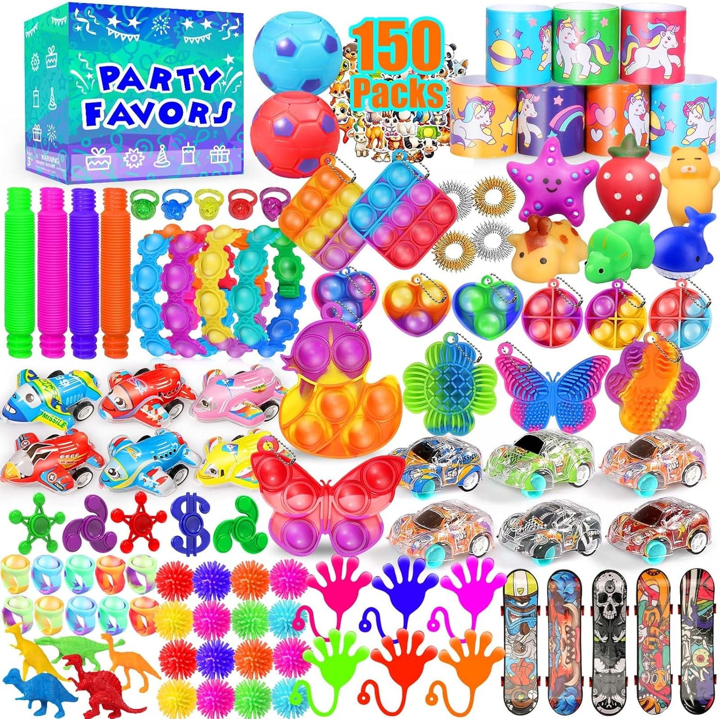 Fidget Toys Bulk - 150-Pack Party Favors for Kids 8-12 | Classroom Prizes & Goodie Bags