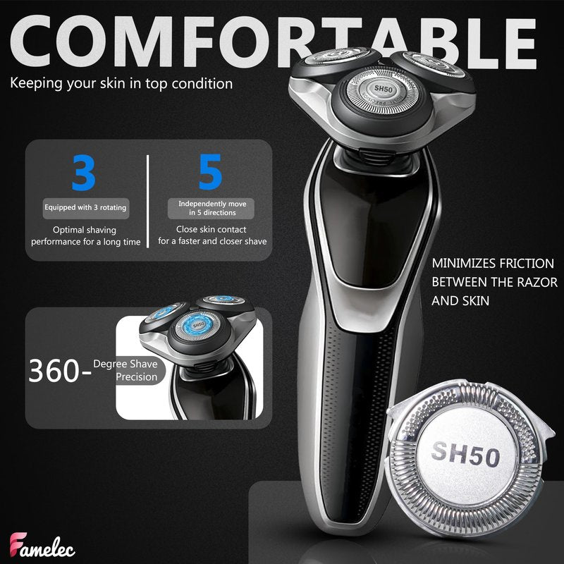 FAMELEC SH50 Blades Head for Philips Norelco Series 5000 (S5xxx), Electric Razor Compatible with Norelco 5000 Series Shaver Replacement Heads, Fit for Models S5660/84, S5590/81, S5290/88, S5210/8