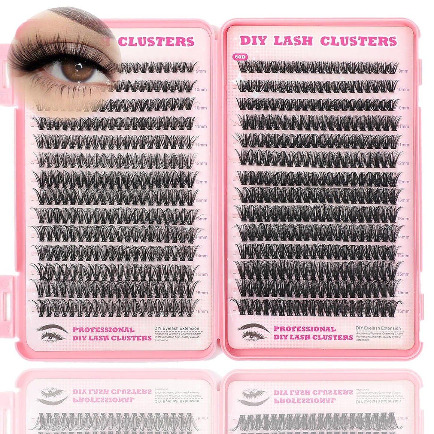 Eyelash Clusters Kit - 560 Pcs Fluffy D Curl Individual Lash Extensions | 9-16mm Length