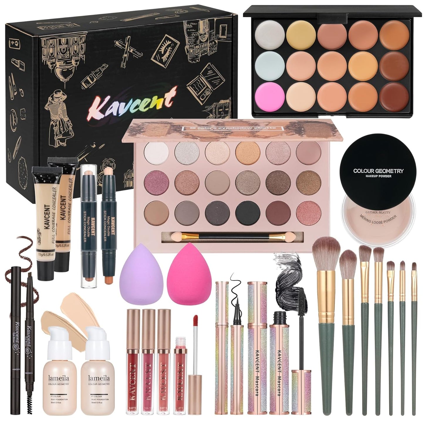 Makeup Set for Women | Complete Makeup Kit with Eyeshadow Palette, Lip Gloss & Foundation - Perfect Gift for Teens