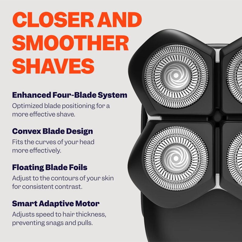 Freebird Electric Head & Body Hair Shaver - Mens Cordless Waterproof Razor with Rotary Blades (FlexSeries Pro, Shaver Kit)
