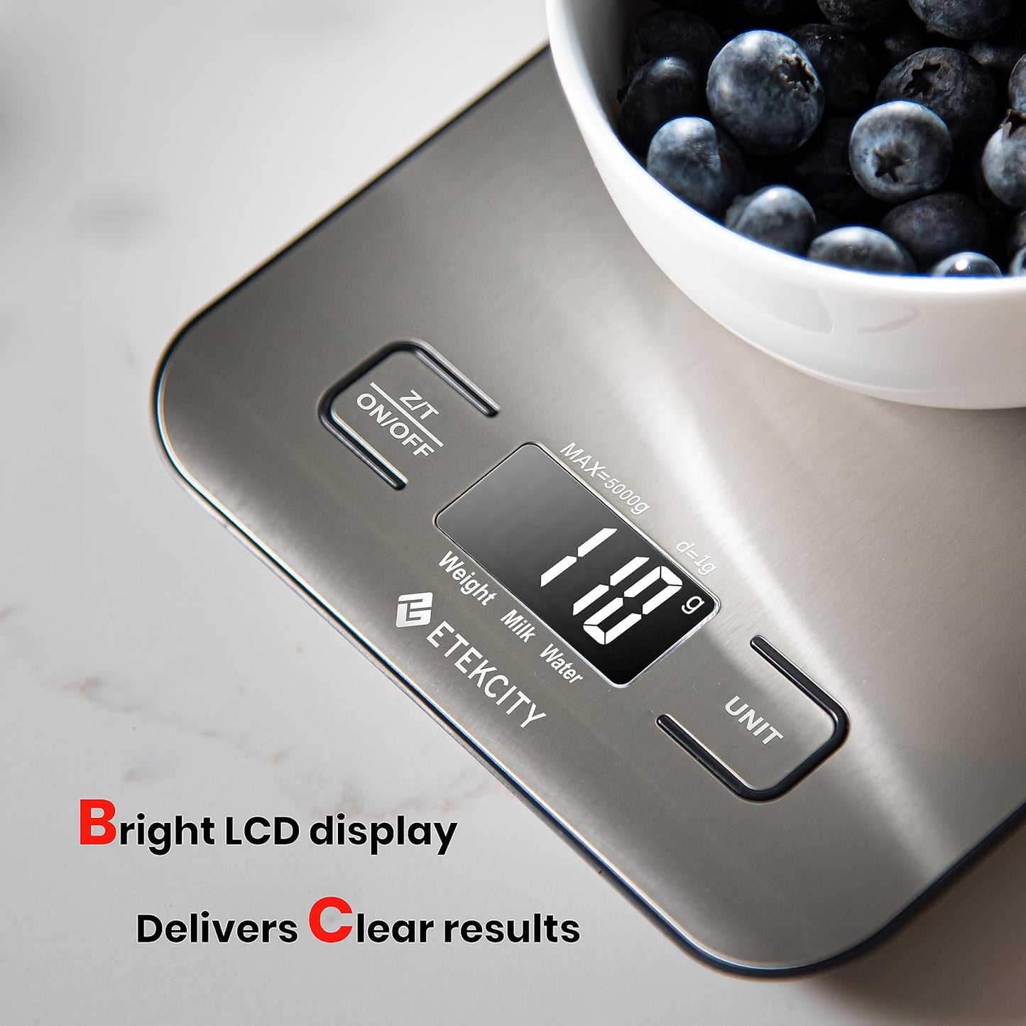 Digital Kitchen Scale - Accurate Grams & Ounces Measurement for Weight Loss, Baking & Meal Prep | Medium 304 Stainless Steel