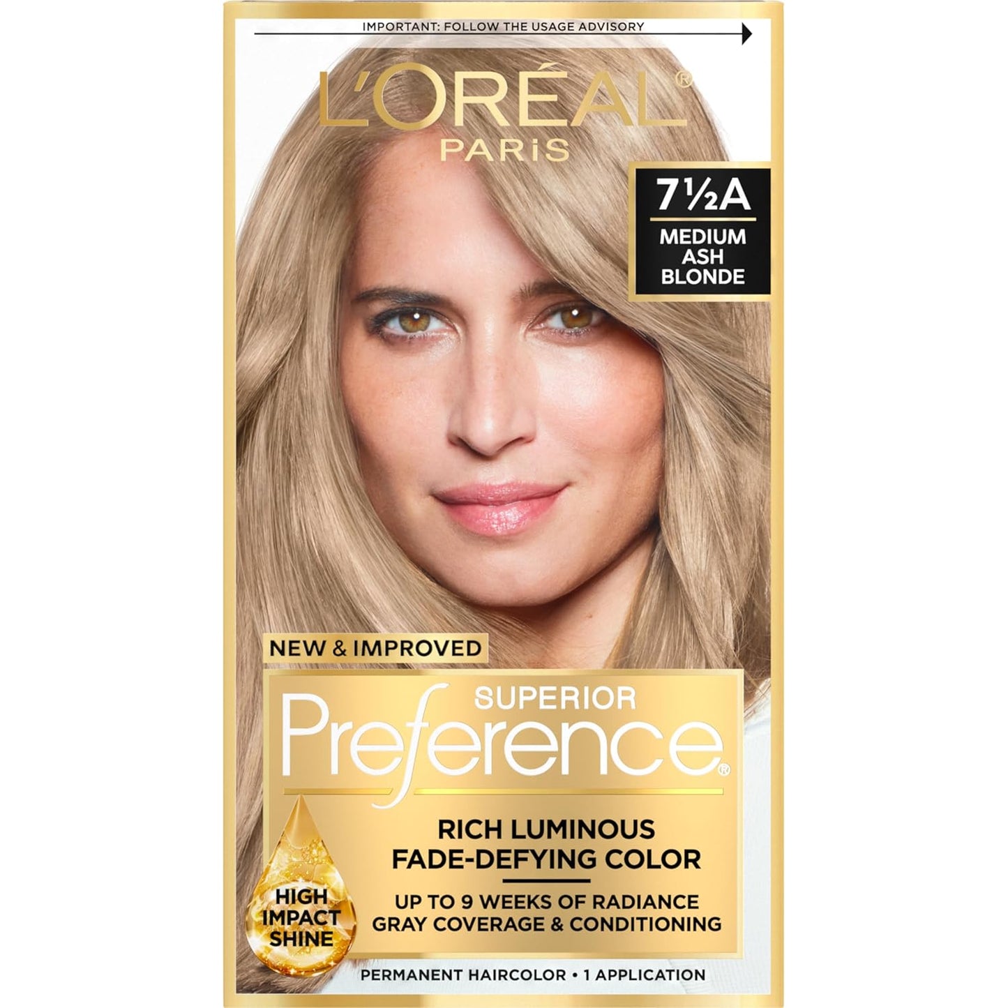 L'Oreal Paris Hair Color - Superior Preference Dark Ash Blonde 7A | Fade-Defying Permanent Dye for 9 Weeks of Radiance