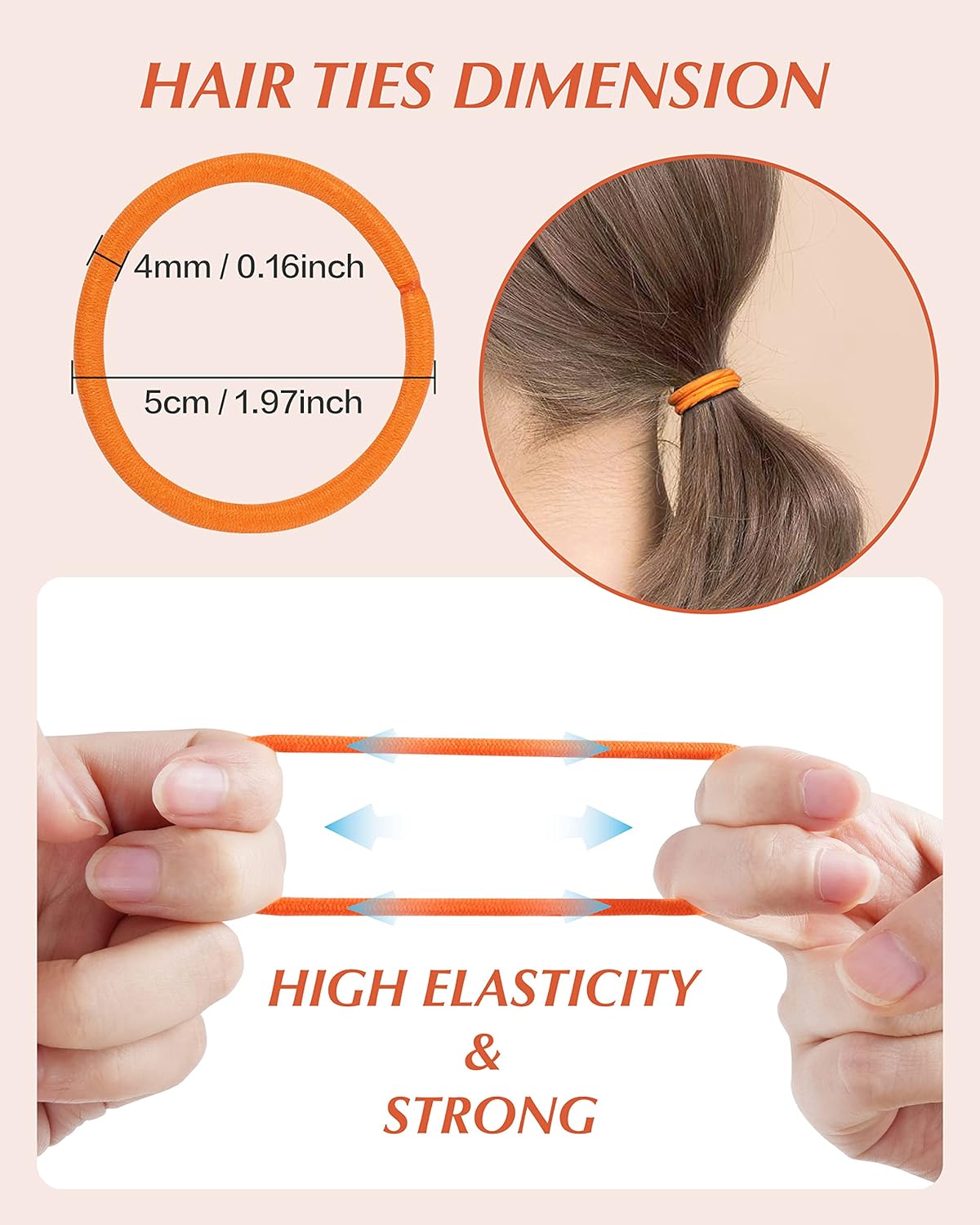 Hair Ties for Women and Girls - 203 No Damage Elastic Ponytail Holders | Medium Size, 20 Vibrant Colors