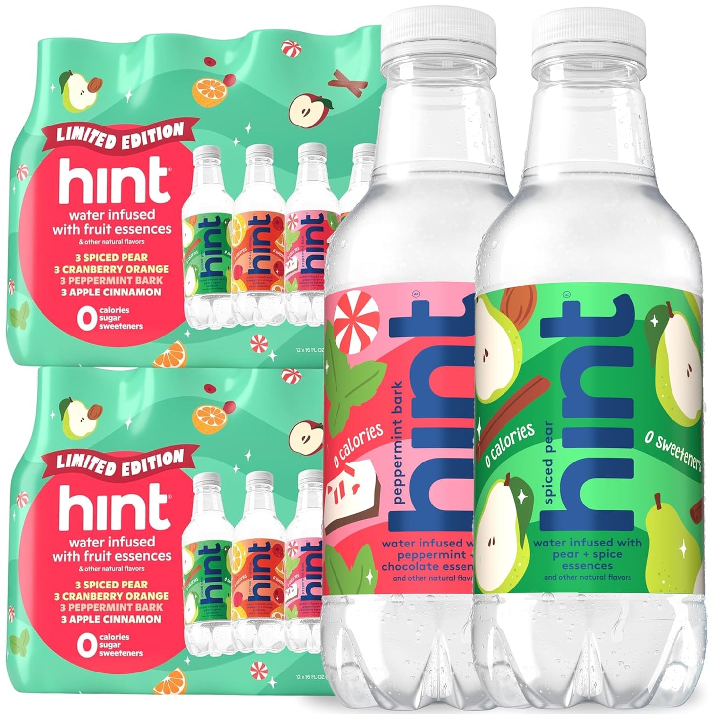 Hint Infused Bottled Water Variety Pack - Sugar-Free, Zero Calorie Natural Flavors | 16 Fl Oz (Pack of 12)