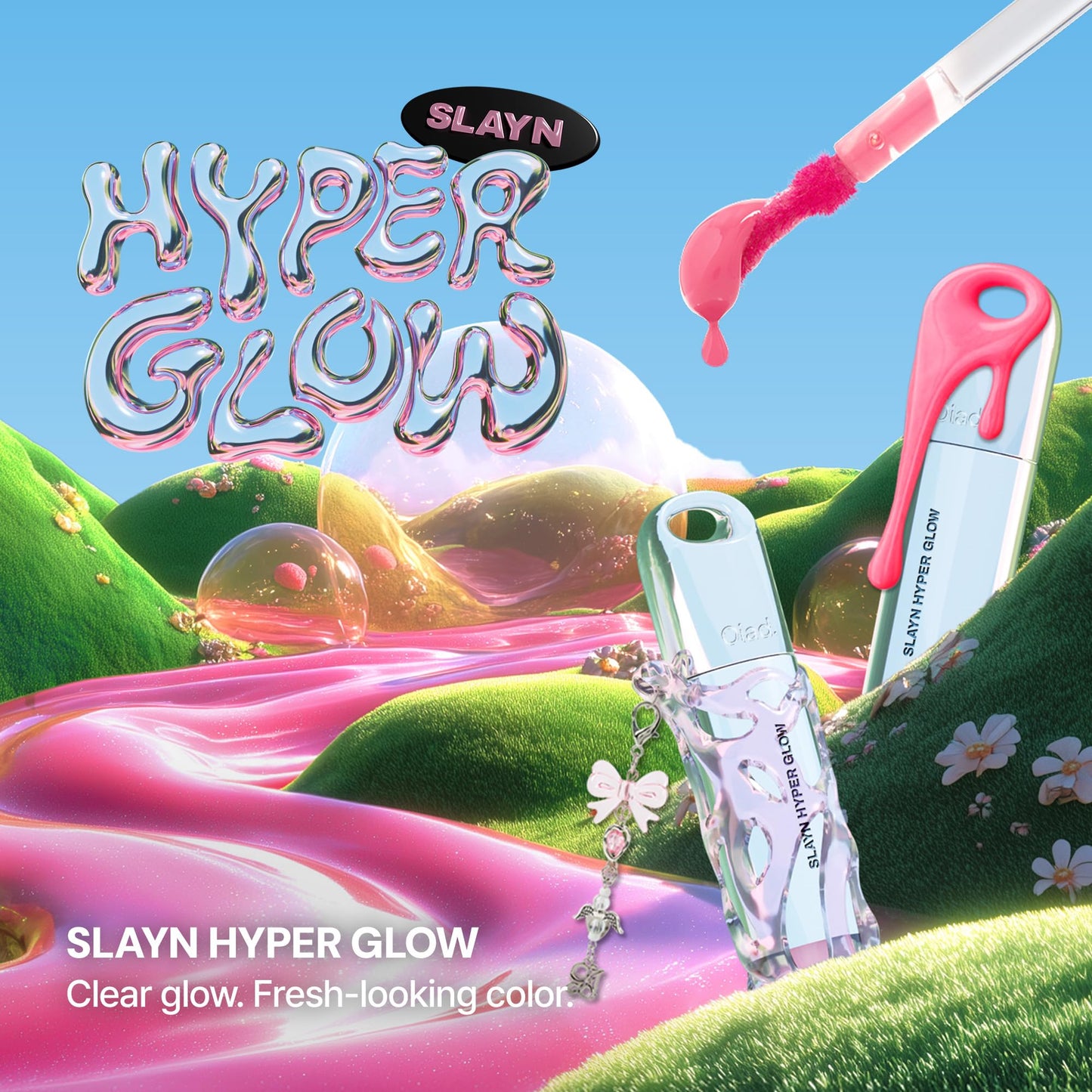 Oiad Slayn Hyper Glow Lip Gloss Tint, Long-Lasting Fresh-Looking Color, Non-Sticky Glassy Shine, Curved Scoop Applicator(04 Teen)