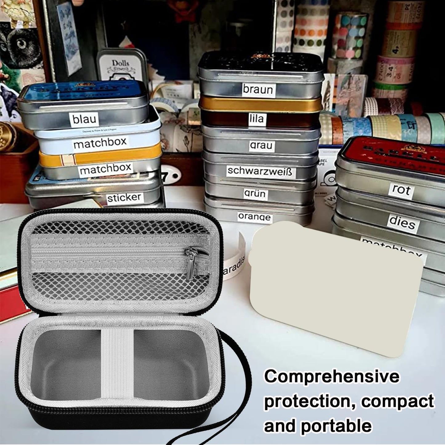 ANKHOH Label Makers Case Compatible with Label Maker Machine and Taps, Mini Sticker Maker Labeling Printer Storage Organizer Holder Fits for USB Cable and Accessories-Box Only, White