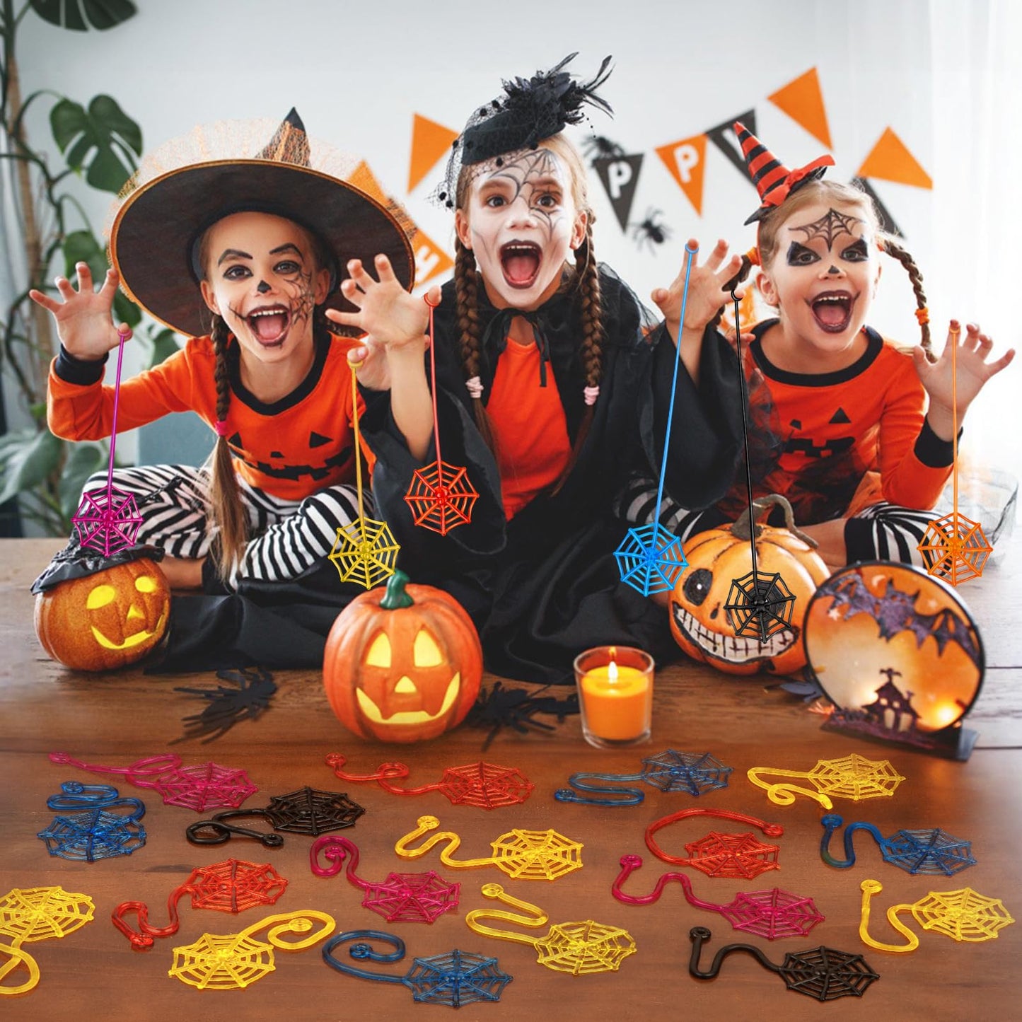 30 Pcs Sticky Spider Web Sticky Hands for Kids Bulk Halloween Party Favors Decorations,Spider Webs for Classroom Prizes,End of The Year Gifts Goodie Bags Stuffers Pinata Stuffers for Boys Girl