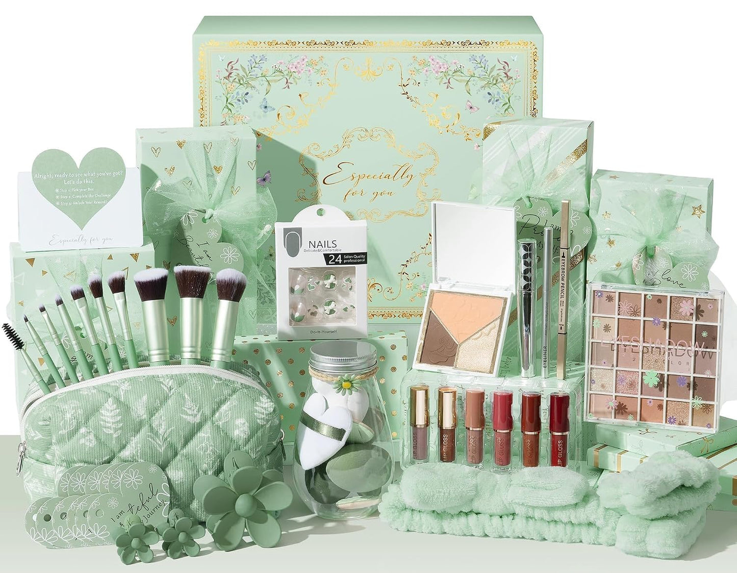 Trendy Teen Girl Gift Set - 10-Piece Graduation Basket with Makeup, Affirmation Cards & Empowering Challenges | Perfect Birthday Gift for Tweens & Teens