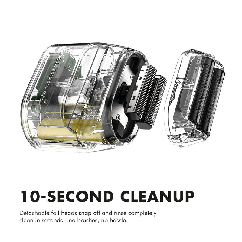 Aberlite Touch 2 Foil Head Shaver for Bald Men - Finishing Foil Shaver for Bald Head & Face, 0.05mm Ultra-Thin Foils for Razor-Smooth Results, Ergonomic Multi-Grip, Waterproof, USB-C Charging (Black)