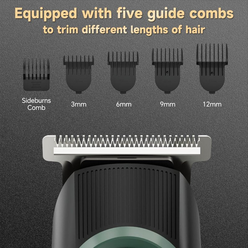 SilkGlow Beard Trimmer for Men, 5-in-1 Cordless Electric Razor for Nose Body Face Mustache, Professional Hair Clippers Shavers Grooming Kit, LED Display, Travel Lock, Gifts for Men