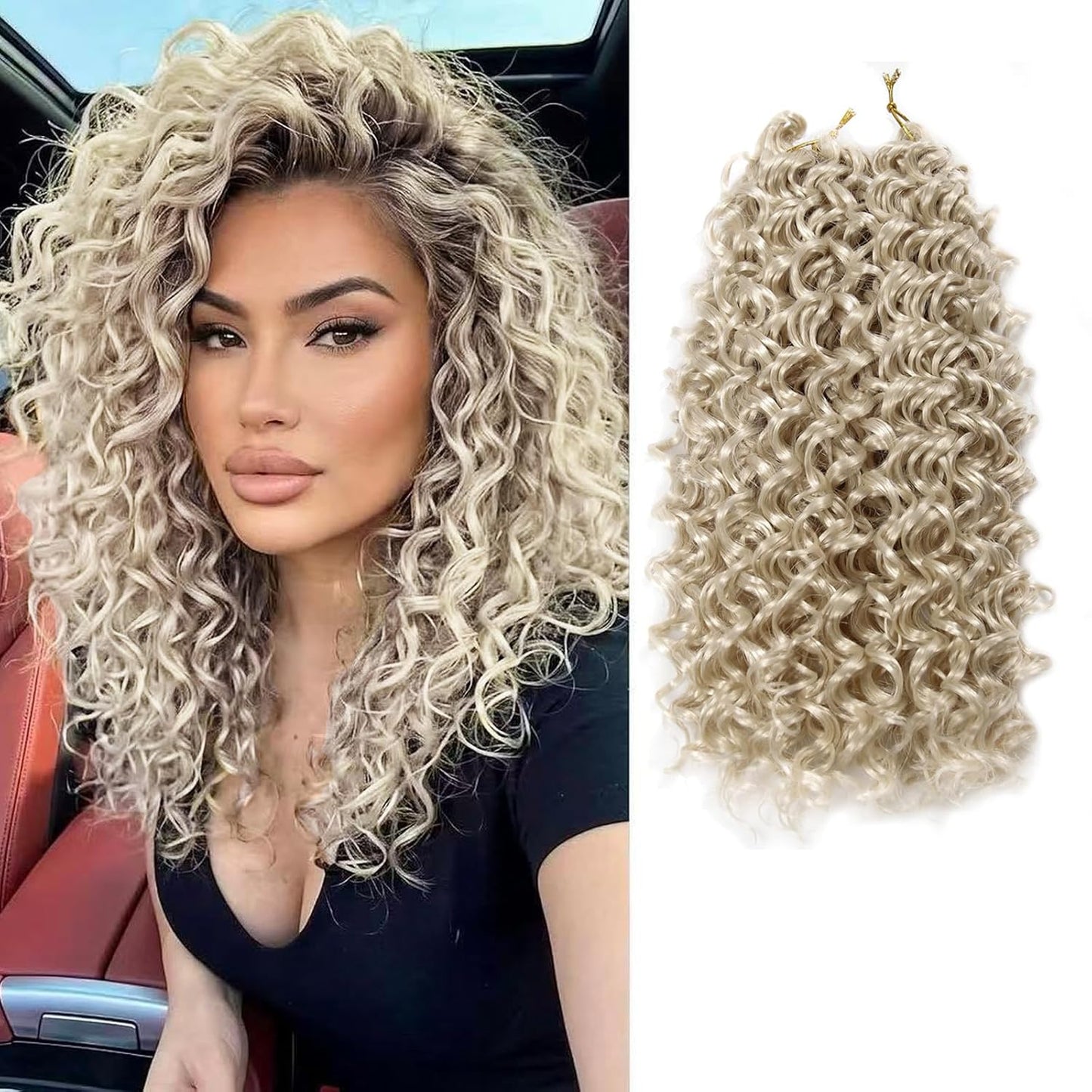 Water Wave Crochet Hair Extensions - Blonde Synthetic Bohemian Braids | 14 Inch Deep Wave (27#)