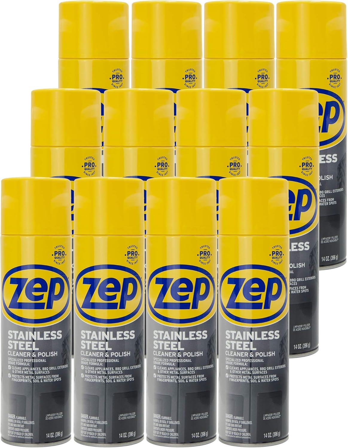 Zep Stainless Steel Cleaner - 14 oz Polish for Metal Surfaces | Protects Against Fingerprints & Water Spots