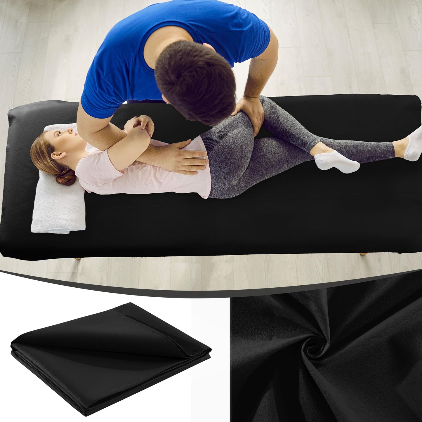 BALAPET Lash Bed Sheets Non-Sticky Sugaring and Waxing Pad Wipeable and Waterproof PU Leather Massage Table Cover Suitable for Grafting Eyelash Beds Massage Tables,SPA,Beauty(Black)