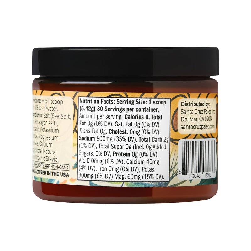 Santa Cruz Paleo Electrolyte Powder, Apricot Flavor, Sugar Free Hydration Drink Mix with Himalayan Pink Salt, Sea Salt, Magnesium Glycinate, Potassium Chloride, Sweetened with Stevia, 30 Servings