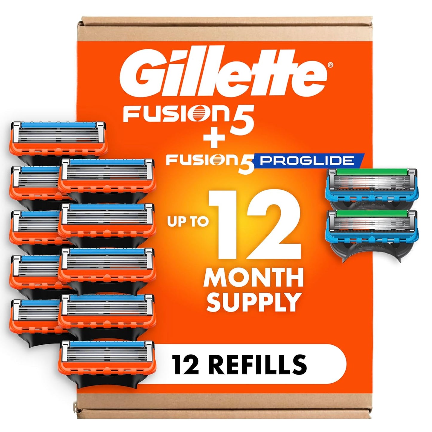 Gillette Fusion5 Razor Blade Refills - 5-Blade Cartridges Variety Pack | 12 Count