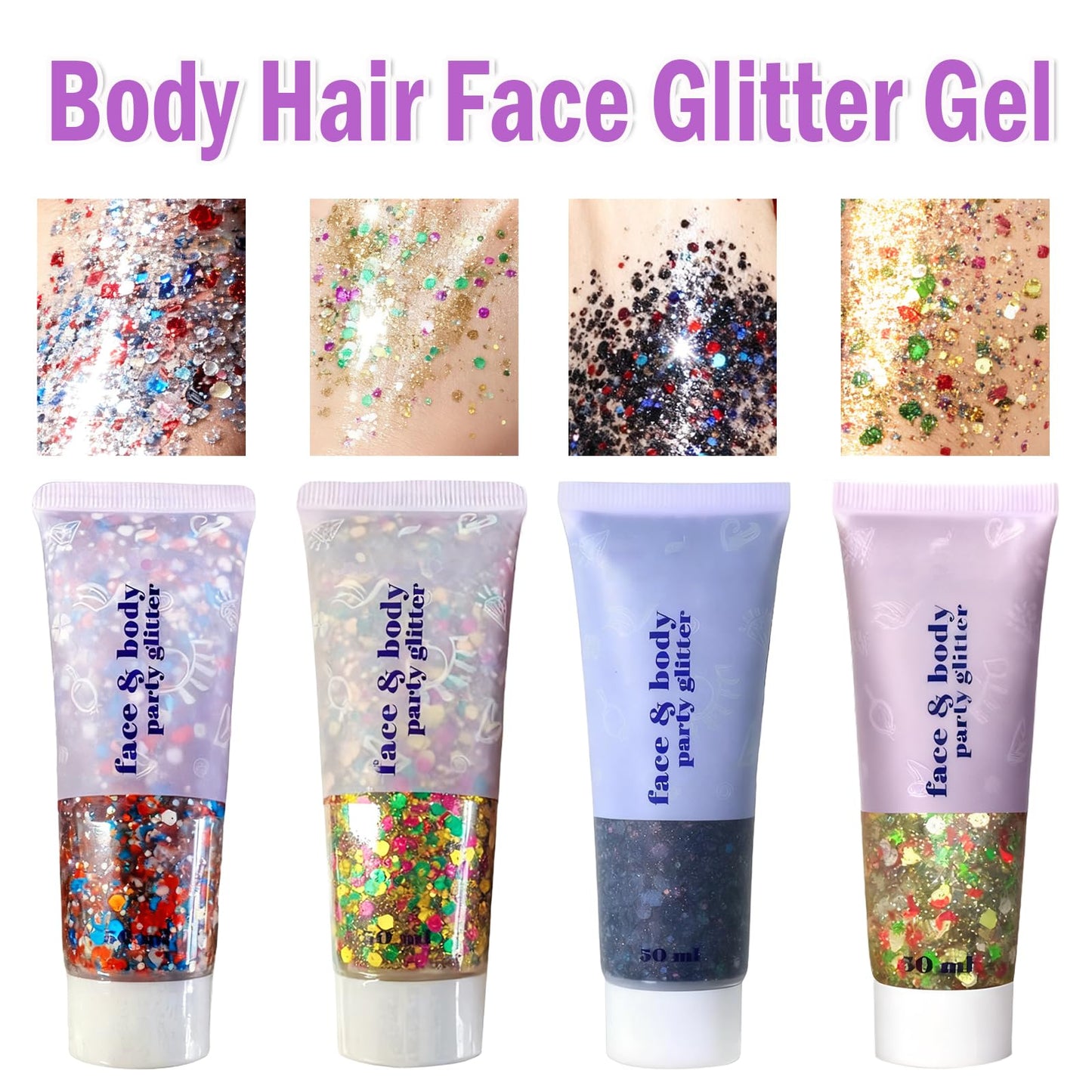 Black Glitter Gel,Hair Glitter Stick for Kids and Women,Chunky Holographic Laser Mermaid Sequins for Face Body & Hair & Nails,Professional Waterproof,Halloween, Cosplay, Party, Rave & Festival