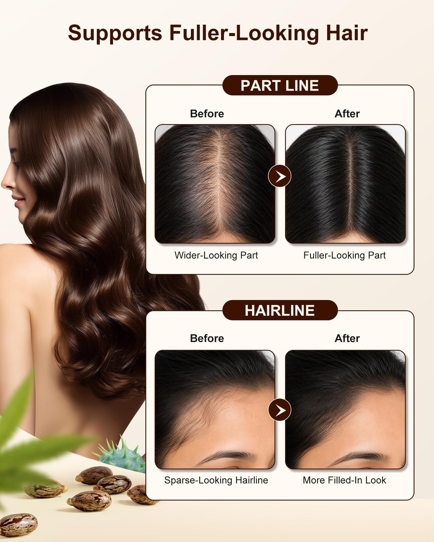 FLOWHYET Organic Castor Oil for Hair Growth, Pure Eyelash Growth Serum