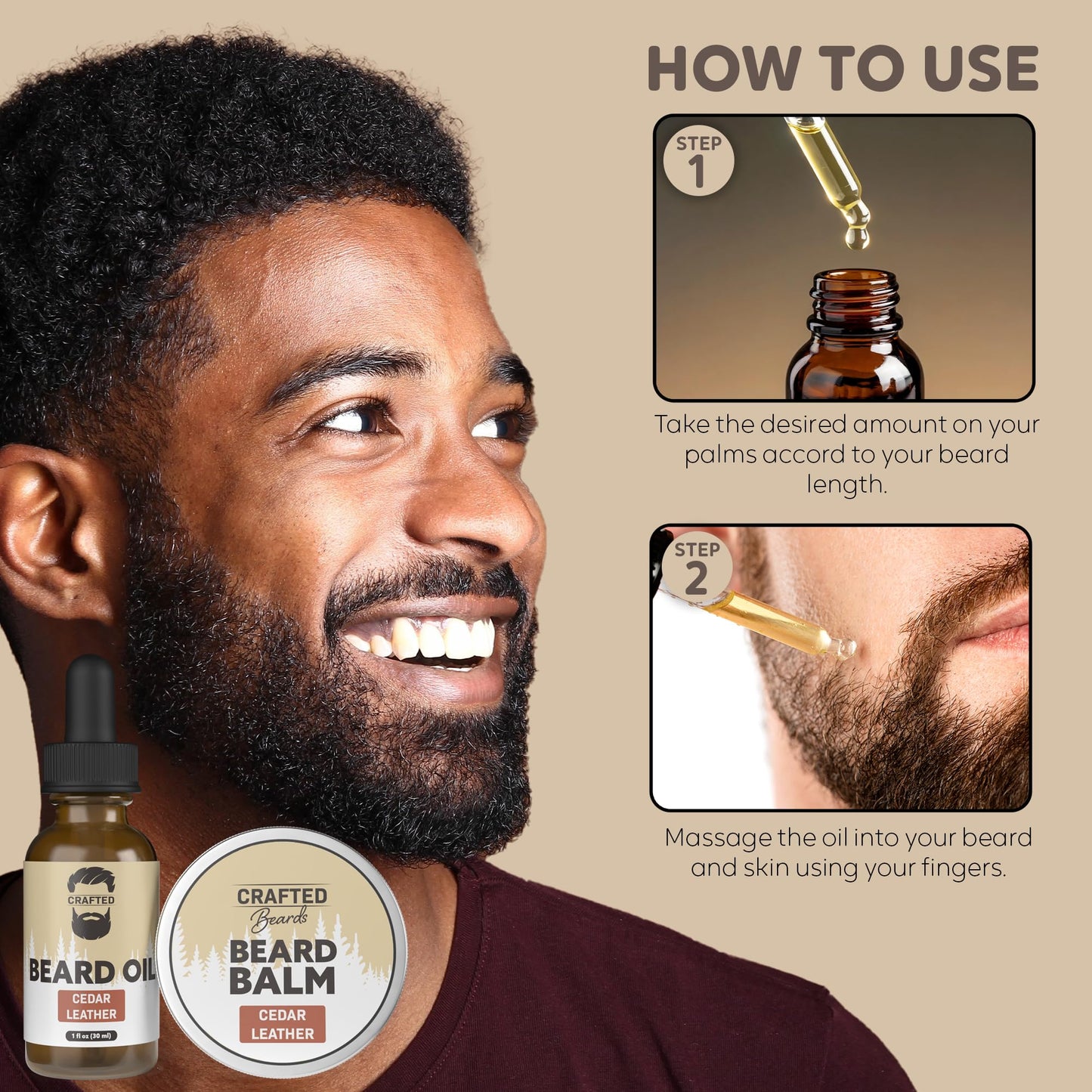 Beard Oil and Balm Set - Softer, Smoother, Moisturized Beard Care - Cedarwood Scent Gift for Men