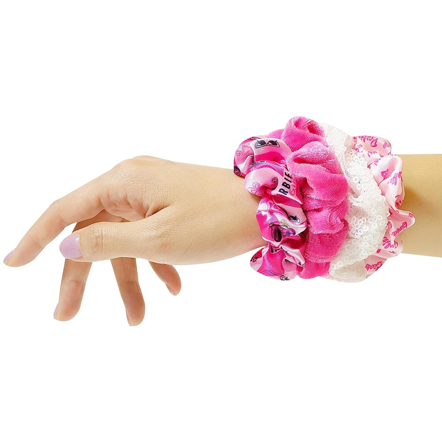 Barbie Hair Accessory Set - 5 Pcs Including 9-Inch Detangling Brush & 4 Colorful Scrunchies | For Ages 3+