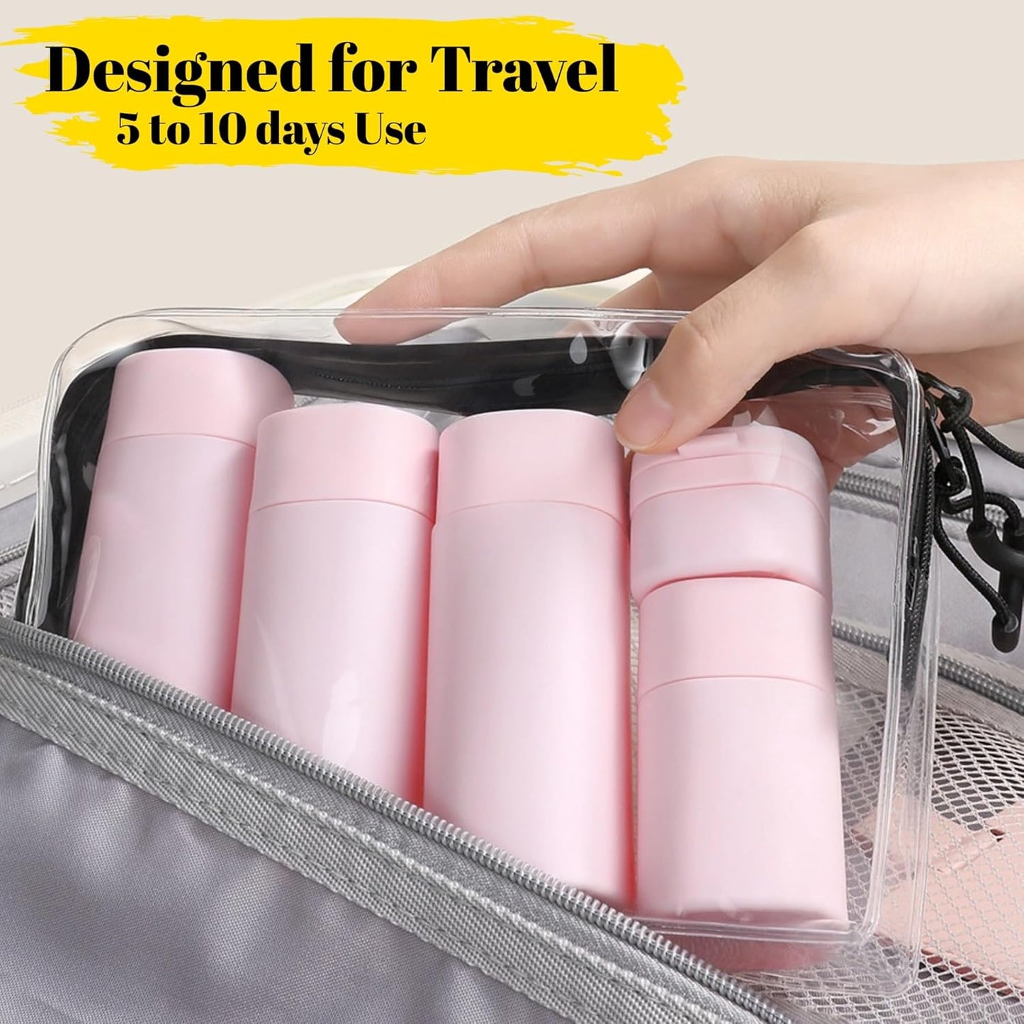 Travel Cream Dispenser Bottles Set - 5pcs TSA Approved Toiletry Containers for Travel Essentials