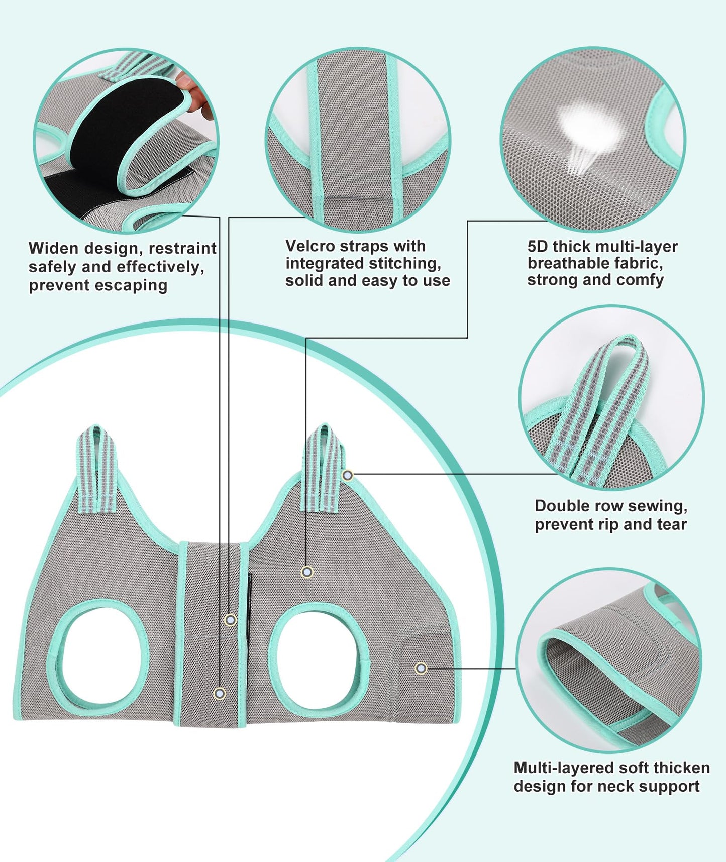 Kkiimatt XS Dog Grooming Hammock Harness, Grey, Nail Trimming, Holder, Restraint, Thick Neck Support