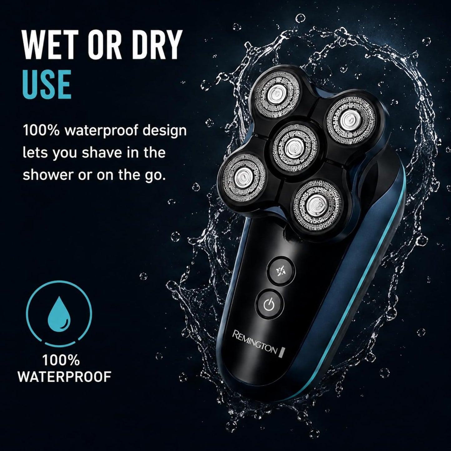 Remington Rotary Shaver - Cordless Head & Beard Razor with 5 Flex Blades | Turbo Boost, Wet/Dry Use