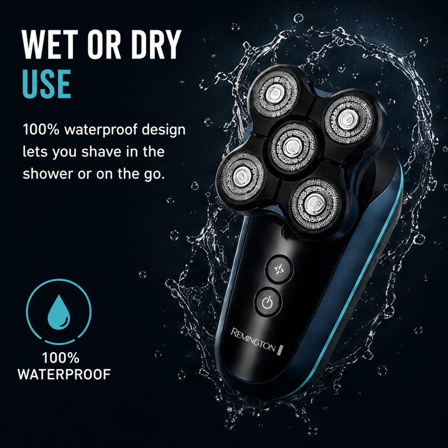 Remington Balder Head & Beard Rotary Shaver, 5 Flex Blades, DURADRIVE Motor with Turbo Boost, Cordless Wet/Dry Electric Razor with T-Blade Trimmer & Combs