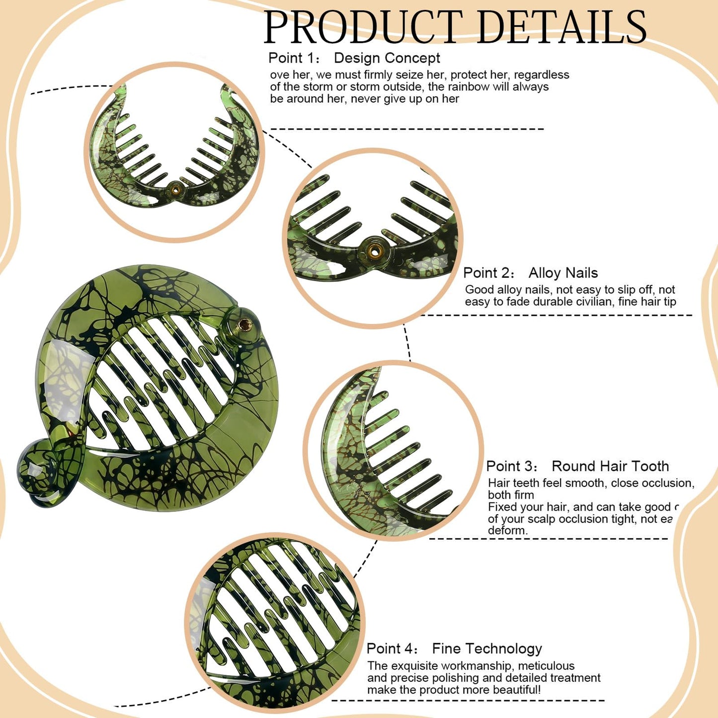 WILLBOND 6 Pieces Banana Hair Clips Banana Combs Fishtail Hair Clip Combs Resin Fish Grips for Women Accessories (Fashion)