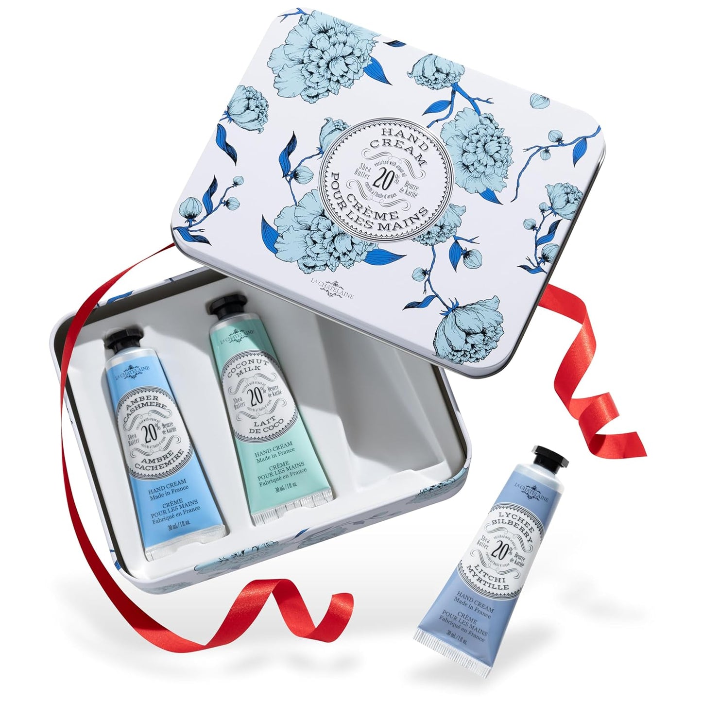 La Chatelaine 20% Shea Butter Hand Cream - Nourishing Travel Size Gift Set for Women | Coconut Milk & Lychee Cranberry