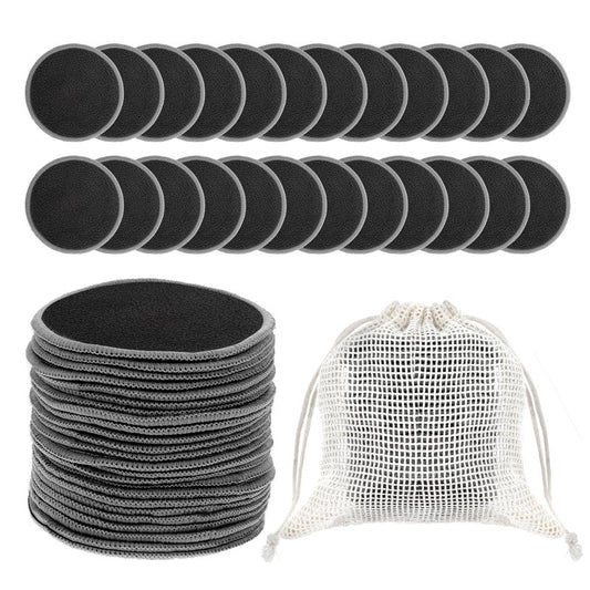 JIEYAO 24Pcs Reusable Makeup Remover Pads for Face, Soft Microfiber Makeup Remover Cloths with Mesh Bag Washable Rounds Toner Pads