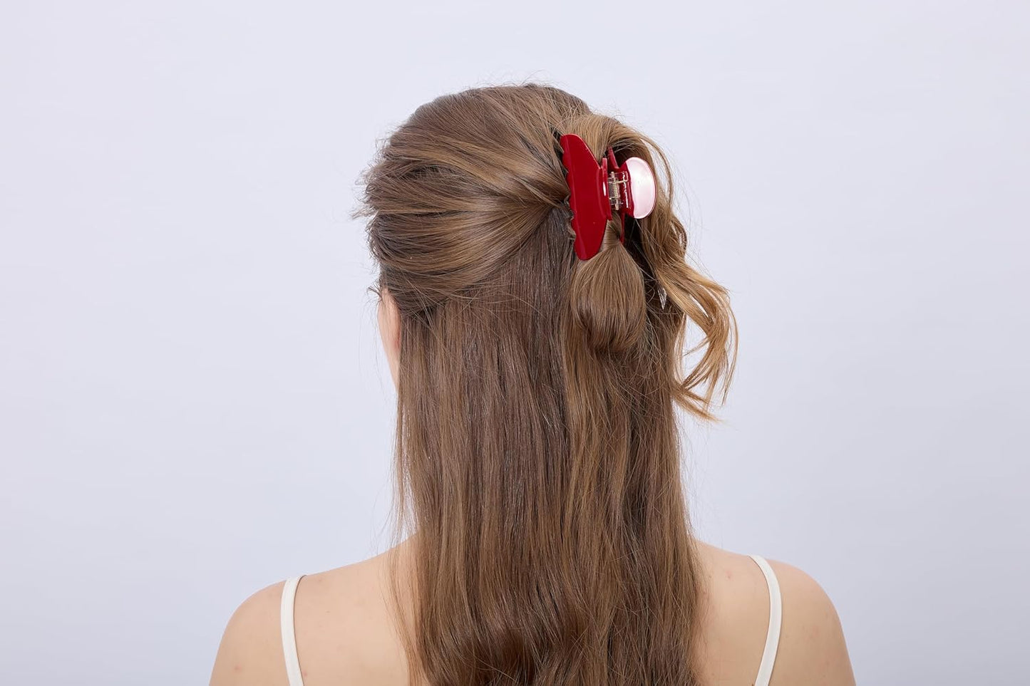 Cute Durable Acetate Hair Clips - 3-Inch Cherry Red Claw Clips for Fine & Medium Thick Hair