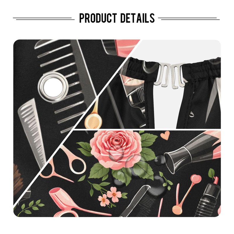 ALAZA Rose Flower Hairdresser Tools Print Black Waterproof Barber Cape for Men Women Beard Shaving Bib Apron Professional Hair Cutting Cloth, 65 x 55 inch