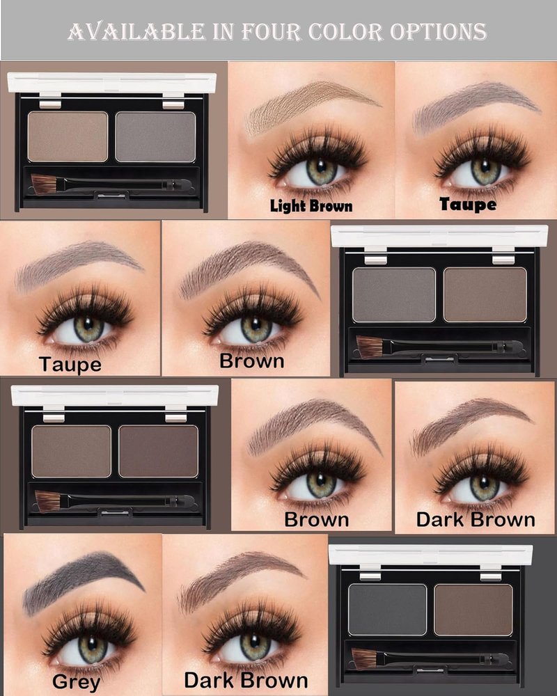 Eyebrow Powder Kit for Women - Waterproof Tinted Palette with Brow Brush & Razor | Brown & Dark Brown