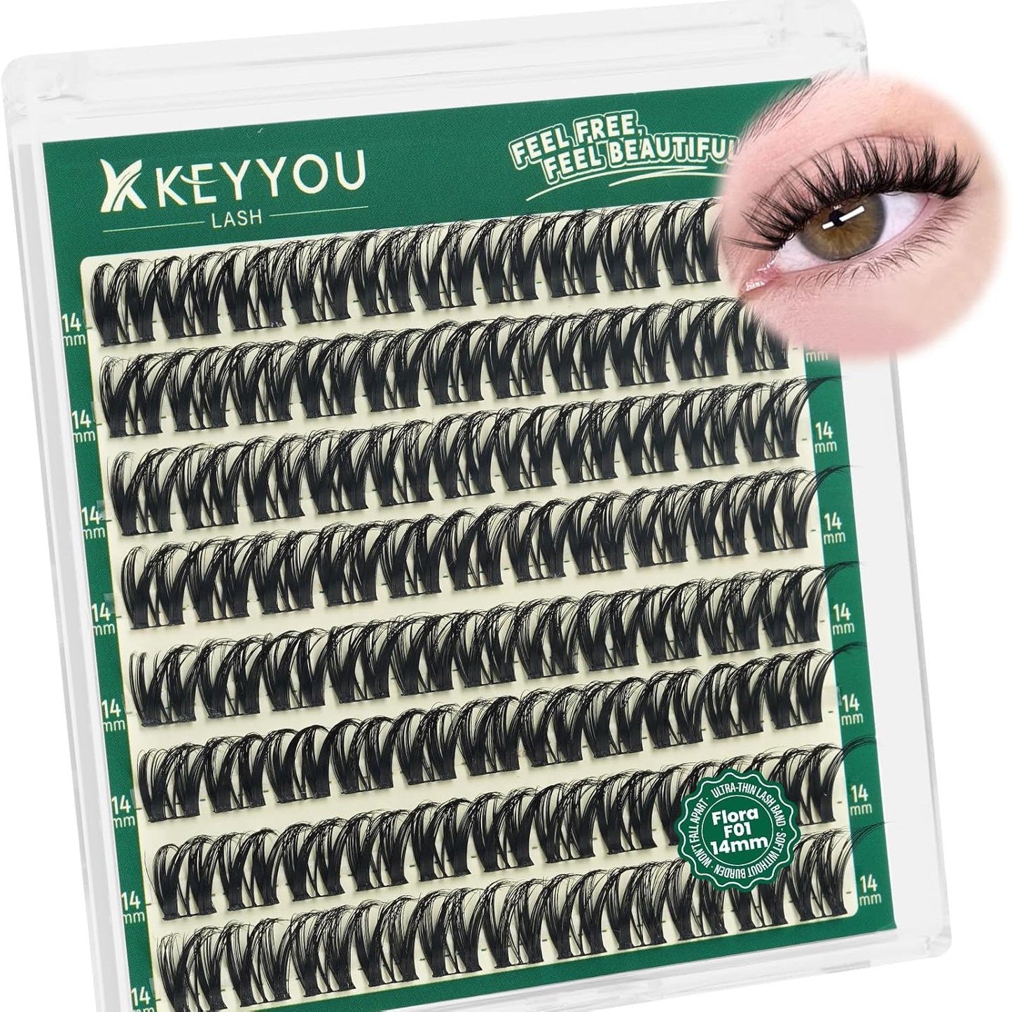 Manga Brown Lash Clusters Kit - Natural Fluffy Individual Eyelash Extensions | DIY Clear Band Lashes with Bond & Seal Glue