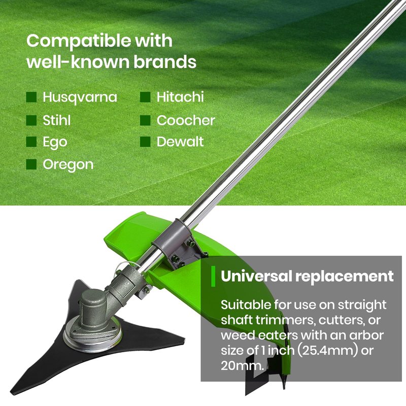 (2-Set) 10" x 3 Teeth Carbon Steel Brush Cutter Blades with Washers - 2 Blades and 2 Washers - Blades for 20mm or 25.4mm Arbor - Compatible with Husqvarna, Stihl, Ego, and More