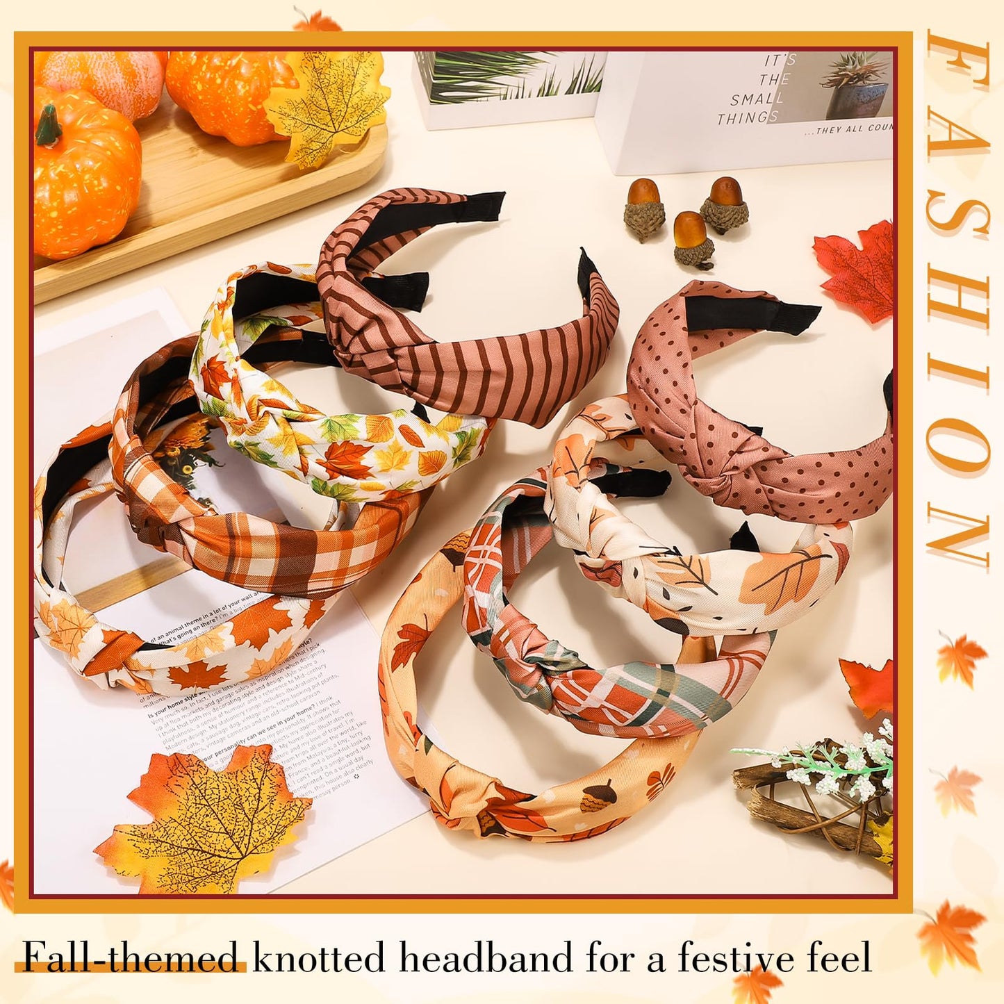 obeoby Fall Headbands for Women, Thanksgiving Knotted Headband Holiday Hairbands for Women Girls Autumn Festive Gift