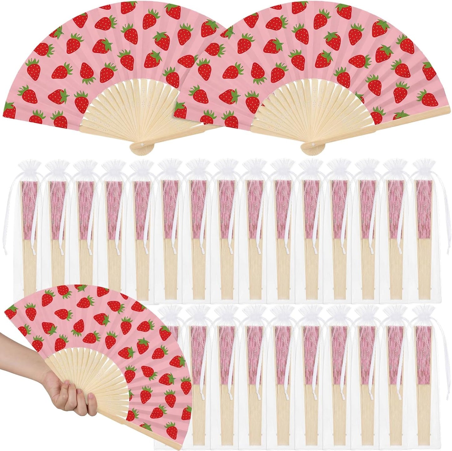 Wildflower Folding Hand Fan Set - 25 Vintage Paper Fans with Organza Bags | Perfect for Weddings & Tea Parties